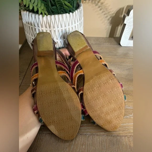 Spring Step Fresh Caged Strappy Heeled Leather Sandals - Picture 15 of 16